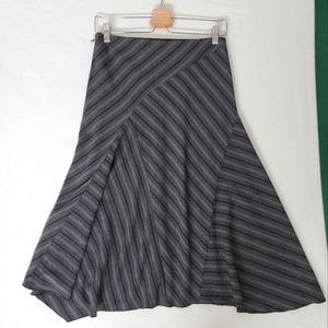 United Colors of Benetton Grey and Black Flared Striped Skirt